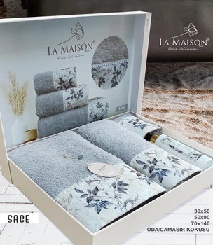 Подарочный набор полотенец La Maison 3 шт с ароматом Sage Gri