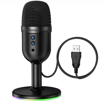 Настольный микрофон Hoco Bright USB L25 конденсаторный RGB подсветка для стрима и записи