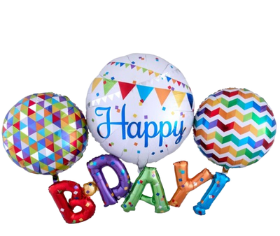 Набір фольгованих кульок "Happy Birthday" 4 шт декоративні для свят