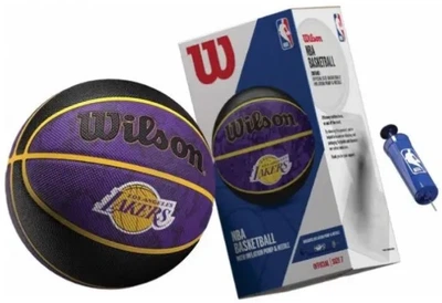 Баскетбольный мяч в подарочной коробке + насос Wilson Nba Team Tiedye Bskt La Lakers Si (размер 7) WZ4007803XP