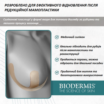 Силиконовый послеоперационный пластырь для груди Biodermis Epi-Derm Mastopexy телесный 1 пара