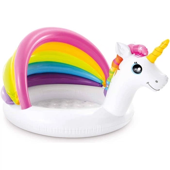 Надувной бассейн для детей Intex Unicorn Единорог 127х102х69 см с навесом и мягким дном 45 л