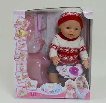 Пупс функциональный Warmbaby 8006 М с аксессуарами, в коробке