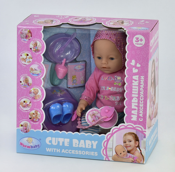 Пупс функциональный Warmbaby 8060-497 с аксессуарами, в коробке