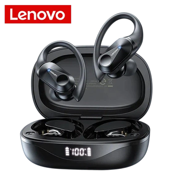 Беспроводные, спортивные наушники Lenovo Thinkplus LP75 Bluetooth, наушники TWS с микрофоном, сенсорная гарнитура со спортивным креплением за ухо, Black
