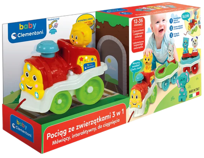 Interaktywny pociąg Clementoni Baby 3 w 1 ze zwierzątkami (8005125508020)