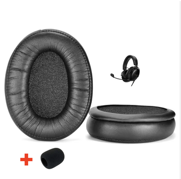 Амбушури подушки для навушників HyperX Alpha, Cloud 2, Drone, Core, Flight, Pro, CloudX, Stinger 2 black чорні + Подарунок поролон для мікрофона