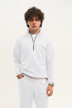 Світшот на блискавці класичний чоловічий White 8XL