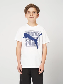 Подростковая футболка для мальчика Puma Graphic Cat 69211602 158-164 см Puma White (4069161672897)