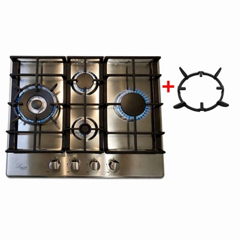 Варильна поверхня газова Luxor Cubo SS Turbo Wok Italy 60 + кругла підставка Wok у подарунок, нержавіюча сталь