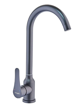 Кухонный смеситель Champion черный для кухни из нержавеющей стали черного цвета матовый кран на кухню стальной (6149)