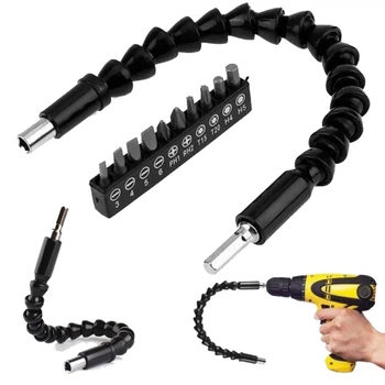 Подовжувач гнучкий для дриля + Набір насадок 10в1, FLEXIBLE SCREW TOOL / Гнучкий вал для шуруповерта та викрутки ( 19916 )