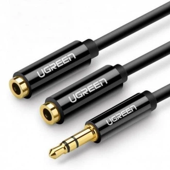 Кабель Ugreen AV134 3.5mm Male to 2 Female Audio Cable (25cm) Black (20816)