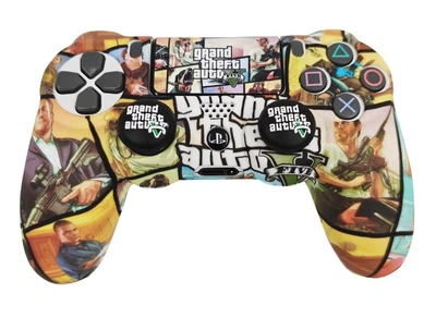 Захисний силіконовий чохол GTA 5 для геймпаду Sony DualShock (PS4) + накладки на стіки та наліпка на тачпад