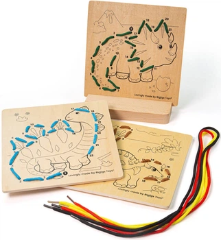 Набір іграшок для шнурування Bigjigs Toys Lacing by Numbers Dinosaur 3 шт 34048 (691621820483)