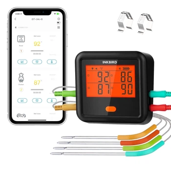 Bluetooth-термометр для м'яса 4 бездротових зонда INKBIRD IDT-34c-B чорний (my-15002)