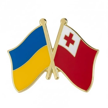 Двойной значок-пин (friendship flag) с флагами Украины и Тонга (00399)