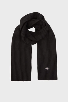 Чоловічий чорний шарф COTTON BLEND LOGO SCARF Gant OS 9910048