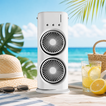 Настольный двойной акумуляторный вентилятор 3 в 1 Double-ended Spray Fan с подсветкой LED и USB