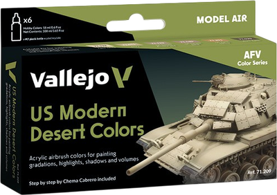 Zestaw farb akrylowych Vallejo Model Air AFV US Modern Kolory pustynne 6 szt x 18 ml (8429551712095)