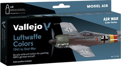 Набір акрилових фарб Vallejo Model Air - Air War - Luftwaffe Colors - 1941 to End-War 8 шт x 18 мл (8429551711661)