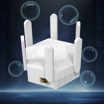 Wi-Fi усилитель сигнала WR56T, репитер с 6 антеннами, до 300 Мбит/сек, LAN порт белый
