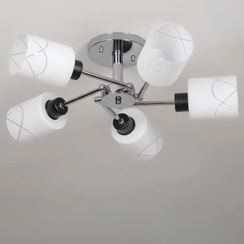 Люстра стельова Light House SH-20513/5 CR+BK 370*300*160 E27 хром + чорний, білі плафони