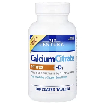 Витаминно-минеральный комплекс 21st Century Кальций цитрат и витамин D3 Calcium Citrate Petites + D3 200 таблеток в оболочке