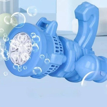 Детский пулемет генератор мыльных пузырей от батареек Bubble machine toy 2053407 голубой.