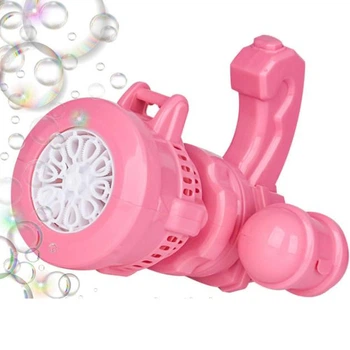 Детский пулемет генератор мыльных пузырей от батареек Bubble machine toy 2053407 розовый.