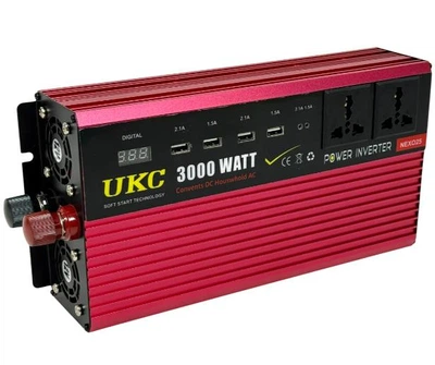 Преобразователь автомобильный, 12V 220V UKC 3000W AC/DC AR, инвертор с USB-порт 5 входив