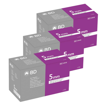 Иглы для инсулиновых ручек "BD Microfine Thin Wall" 5 мм (31G x 0,25 мм), 300 шт.