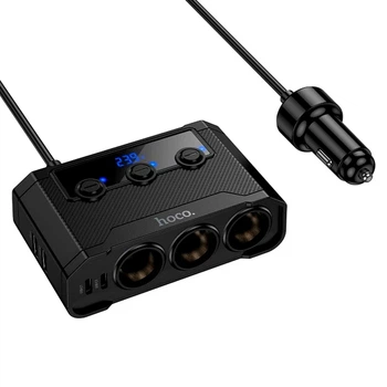 АЗУ Hoco Z64 Anshun 240W 3 гнезда прикуривателя 4 USB порта черный термостойкий материал