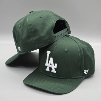 Кепка с прямым козырьком снепбек snapback LA 47 Los Angeles Зелений з білим