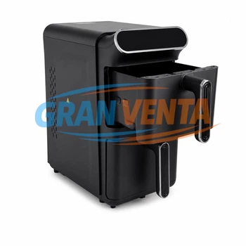 Мультипечь электрическая Grunhelm GAF1100D 11 л (2 чаши по 5,5 л), сенсорное управление, LED-дисплей, 10 в 1, антипригарное покрытие, черная