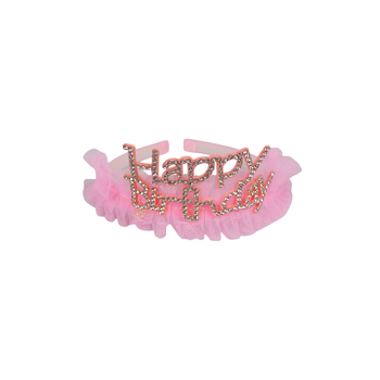 Обідок на голову Корона ажурна зі стразами Happy Birthday