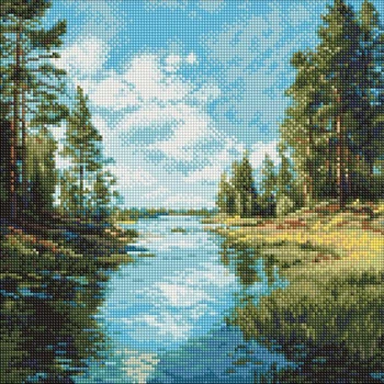 Алмазна мозаїка Струмок в лісі 40х40 Ідейка (AMO8336)