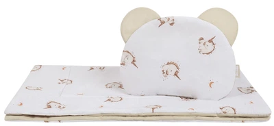 Komplet do wózka Sensillo Unicorn Bawełna Poduszka 28 x 36 cm + Kocyk 54 x 74 cm Beżowy (5903076324160)