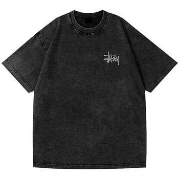 Футболка Stussy Washed oversize цвет черный, Размер M