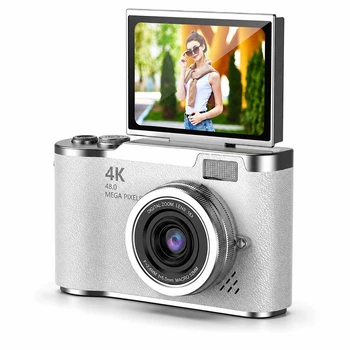 Цифрова камера LK-007 4K 48 МП з поворотним екраном 2.4" автофокусом 8× зумом та LED-спалахом Білий
