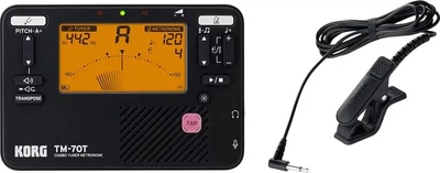 Tuner-metronom Korg TM-70C z mikrofonom kontaktowym Czarny