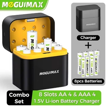 Зарядний кейс MOGUIMAX + Набір літієвих акумуляторів (4×AA 3000mWh + 4×AAA1300mWh)