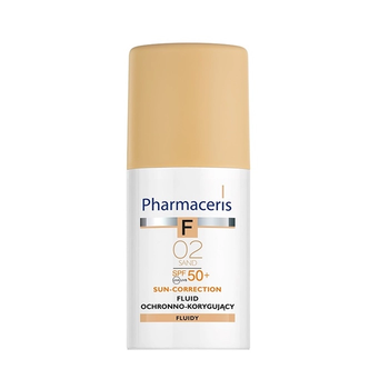 Pharmaceris F Sun Correction SPF 50+ 02 Sand -тонуючий сонцезахисний флюїд для обличчя, SPF крем з тоном, для чутливої шкіри,30 мл