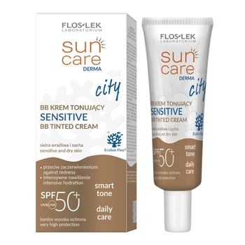 FlosLek Sun Care City BB крем SPF 50+ Sensitive тонирующий для чувствительной и сухой кожи, 30 мл