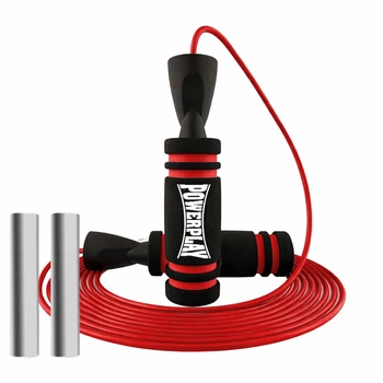 Скакалка швидкісна PowerPlay 4212 X ROPE з обтяжувачами Чорно/Червона (120г*2) 3м.
