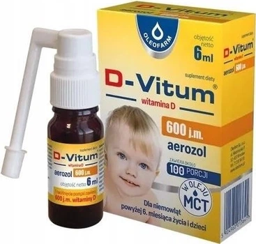 Вітамін D для дітей Oleofarm D-Vitum 600 у спреї 6 мл (5904960013641)