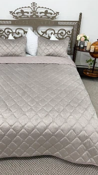 Покрывало Сasablanket Велюровое c наволочками 210х230см Серо-бежевый