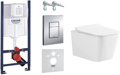 Инсталляция Grohe Rapid SL 38840000 (UA3873200A) c панелью смыва Skate Cosmopolitan 38732000 + унитаз Devit Linea Rimless DLI30401111W Vortex Flush с сиденьем Soft Close дюропласт