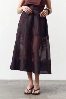 Спідниця міді з тенселу Tencel Bloom Skirt Chocolate LiLove 411 L