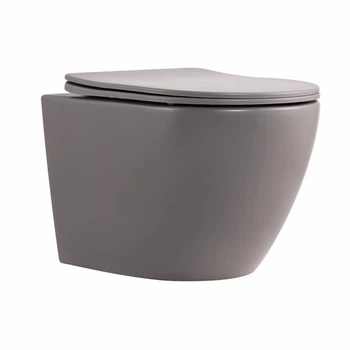 Унитаз подвесной Qtap Robin Ultra Quiet 520×365×340 мм, Stone grey, с сиденьем Slim Duroplast / Soft-close / Quick Release